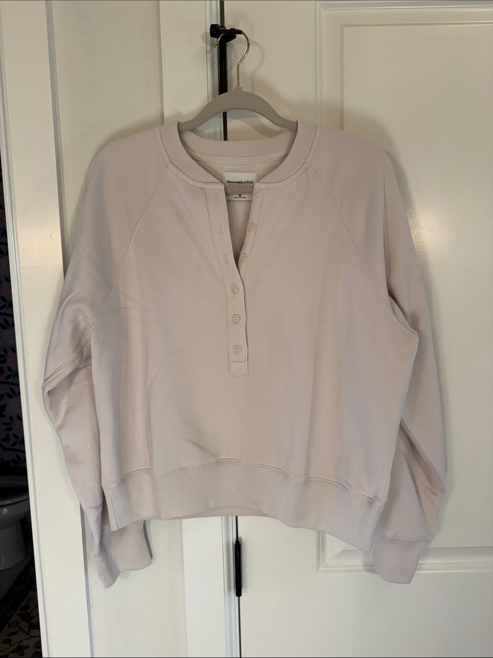 Abercrombie & Fitch Light Pink Henley Pullover Sweatshirt